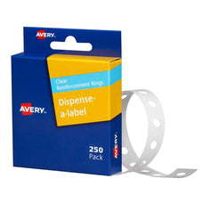 Avery Clear Ring Reinforcers, 250's pack CX238323