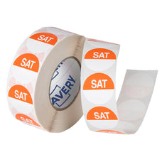 Avery Day Labels, Saturday, 24mm Round, Orange/White, 1000 Labels per roll CX1002518