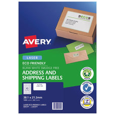 Avery Eco Friendly Address Labels 38.1mm x 21.2mm 65up 20 Sheets CX239574