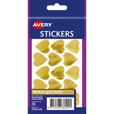 Avery Gold Heart Stickers 23mm CX238141