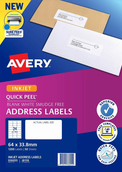 Avery J8159 Labels 24's x 50 Sheets CX238375
