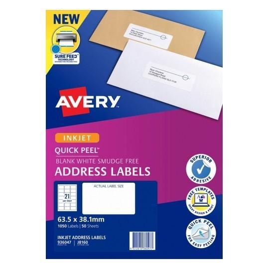 Avery J8160 Labels 21's x 50 Sheets CX238054