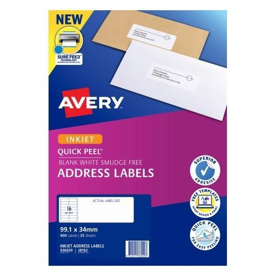 Avery J8162 Labels 16's x 25 Sheets CX238432