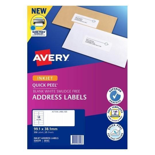 Avery J8163 Labels 14's x 25 Sheets CX238433