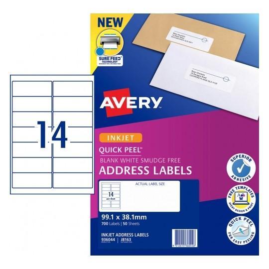 Avery J8163 Labels 14's x 50 Sheets CX238057