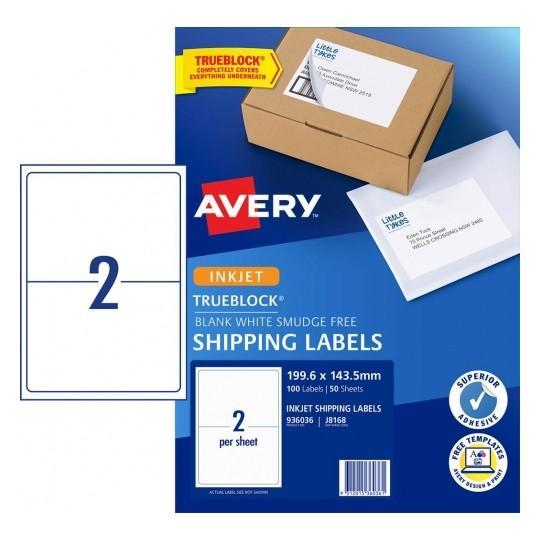 Avery J8168 Labels 2's x 50 Sheets CX238062