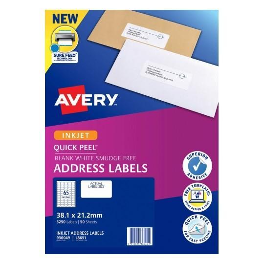 Avery J8651 Labels 65's x 50 Sheets CX238064