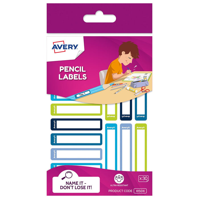 Avery Kids Pencil Labels Blue/Green 30 Pack CX231493