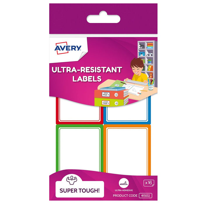 Avery Kids Ultra-Resistant Labels Assorted Colours 4up 4 Sheets CX231491