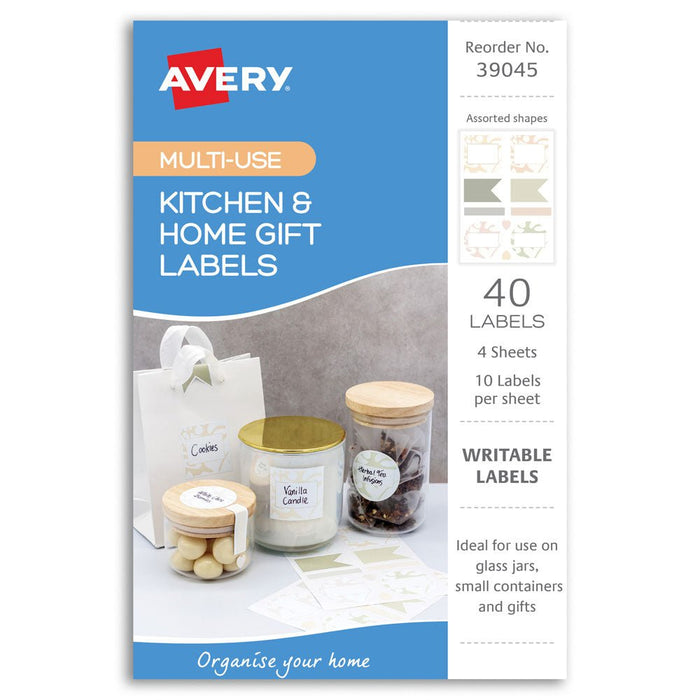 Avery Kitchen & Home Gift Labels Neutral Assorted 10up 4 Sheets CX238956