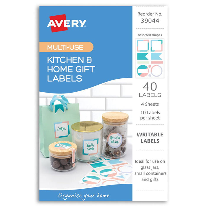 Avery Kitchen & Home Gift Labels Pastel Assorted 10up 4 Sheets CX238955