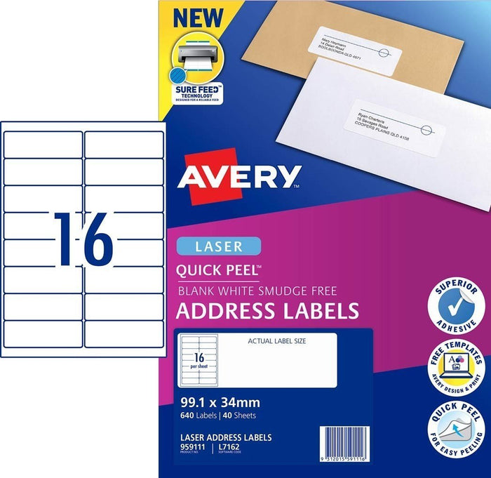 Avery L162 Address Labels 16's x 40 Sheets CX239568