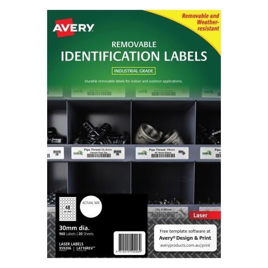 Avery L4716 Weather Resistant 30mm Round Labels 48's x 20 Sheets CX238113