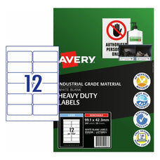 Avery L4776 Heavy Duty ID Label, 99.1mm x 42.3mm, 12 Labels Per Sheet, 20 Sheets per pack CX238115