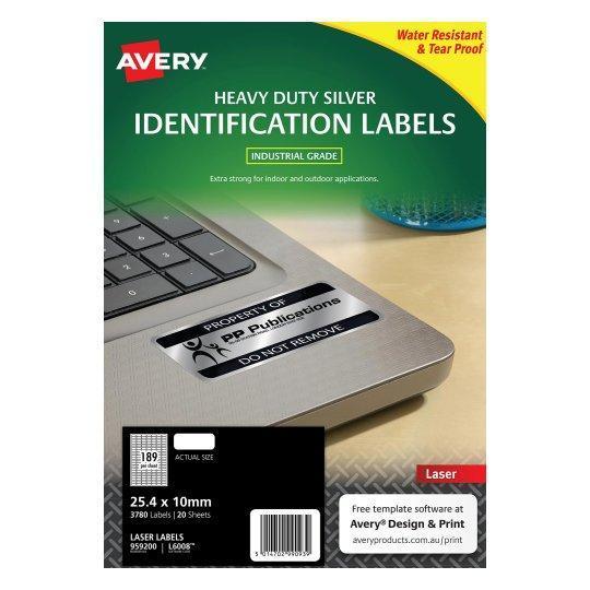 Avery L6008 Heavy Duty Labels 189's x 20 Sheets - Silver CX238560