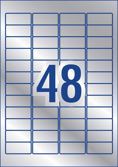 Avery L6009 Heavy Duty Labels 48's x 20 Sheets - Silver CX238561
