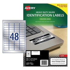 Avery L6009 Heavy Duty Labels 48's x 20 Sheets - Silver CX238561