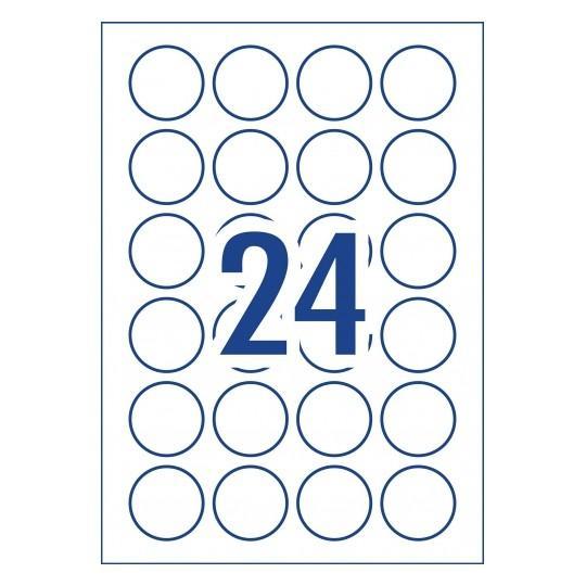 Avery L6112 Heavy Duty 40mm Round Labels 24's x 10 Sheets CX238555