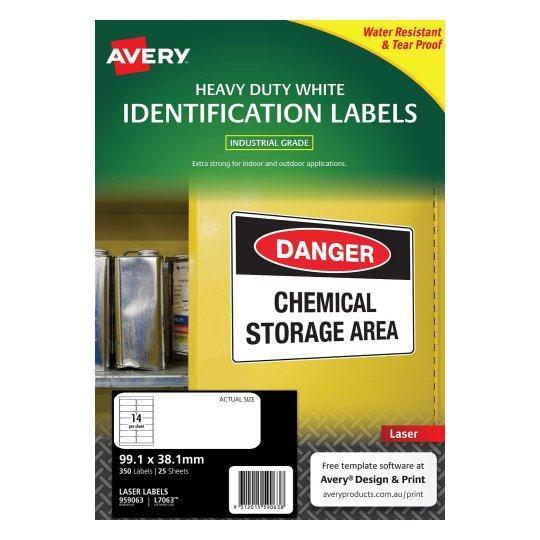 Avery L7063 Heavy Duty Labels 14's x 25 Sheets CX238553