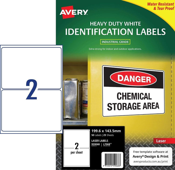 Avery L7068 Heavy Duty Labels 2's x 25 Sheets CX238558