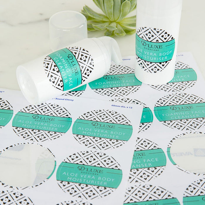 Avery L7105 Glossy 60mm Round Labels 12's x 10 Sheets CX239517