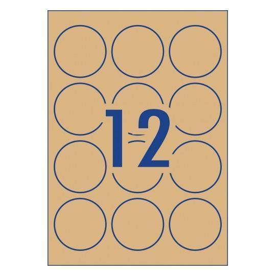 Avery L7106 Kraft 60mm Round Labels 12's x 15 Sheets CX239518