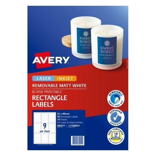Avery L7108REV Matt Rectangle Labels 9's x 10 Sheets CX239560