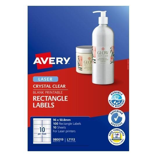 Avery L7113 Clear Labels 10's x 10 Sheets CX239552