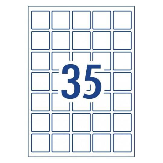 Avery L7119 Glossy Square Labels 35's x 10 Sheets CX239548