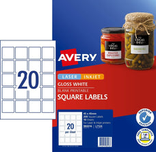 Avery L7124 Glossy Square Labels 20's x 10 Sheets CX239549