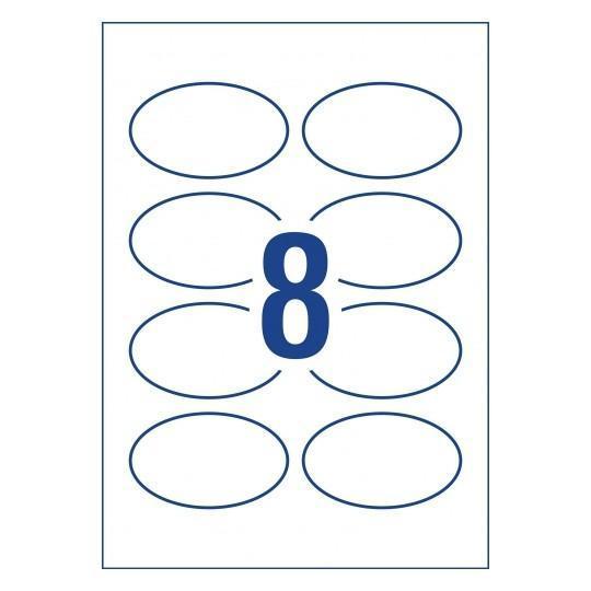 Avery L7127 Glossy Oval Labels 8's x 10 Sheets CX239545