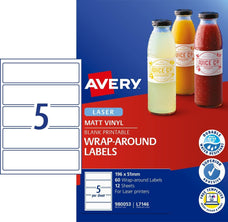 Avery L7146 White Wraparound Labels 5's x 12 Sheets CX239565