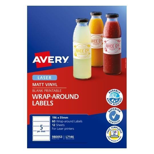 Avery L7146 White Wraparound Labels 5's x 12 Sheets CX239565