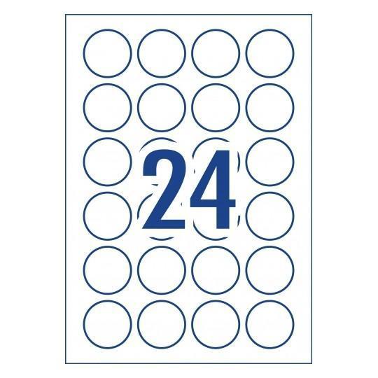 Avery L7147 Glossy 40mm Round Labels 24's x 10 Sheets CX239564