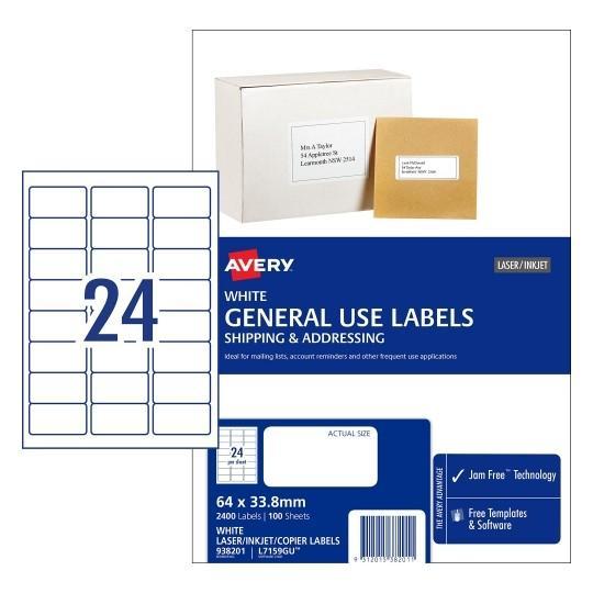Avery L7159 General Use Labels 24's x 100 Sheets CX238335