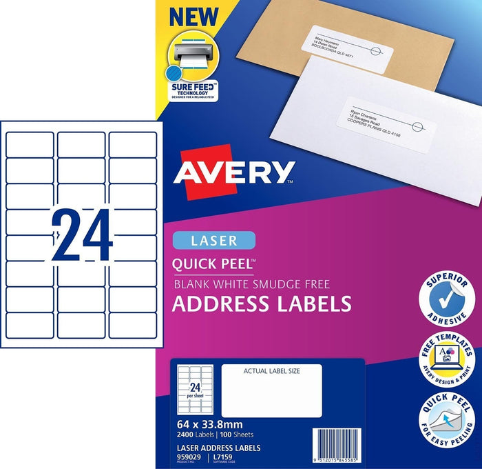 Avery L7159 Labels 24's x 100 Sheets CX238022