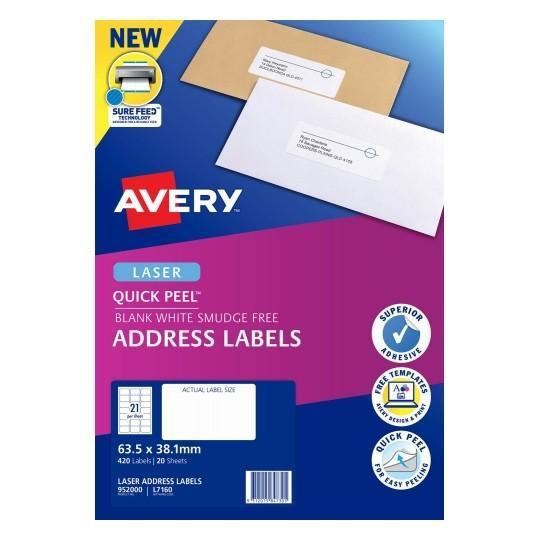 Avery L7160 Labels 21's x 20 Sheets CX238017