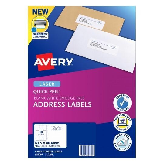Avery L7161 Labels 18's x 100 Sheets CX238024