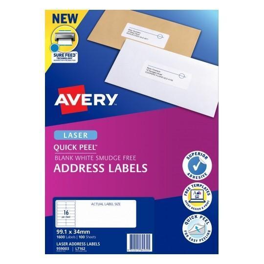Avery L7162 Labels 16's x 100 Sheets CX238025