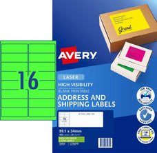 Avery L7162FG Fluoro Green Labels 16's x 25 Sheets CX231451