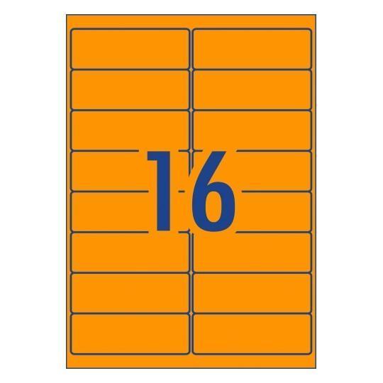 Avery L7162FO Fluoro Orange Labels 16's x 25 Sheets CX231454