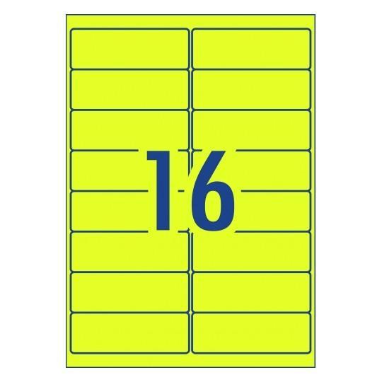 Avery L7162FY Fluoro Yellow Labels 16's x 25 Sheets CX231452