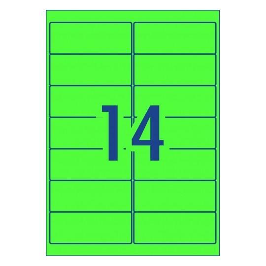 Avery L7163FG Fluoro Green Labels 14's x 25 Sheets CX231476