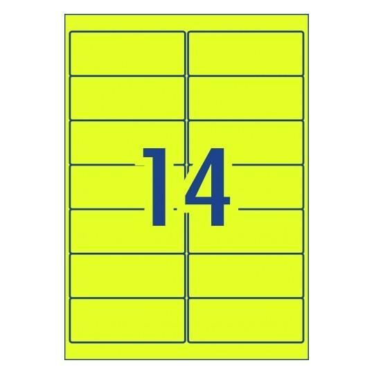 Avery L7163FY Fluoro Yellow Labels 14's x 25 Sheets CX231477