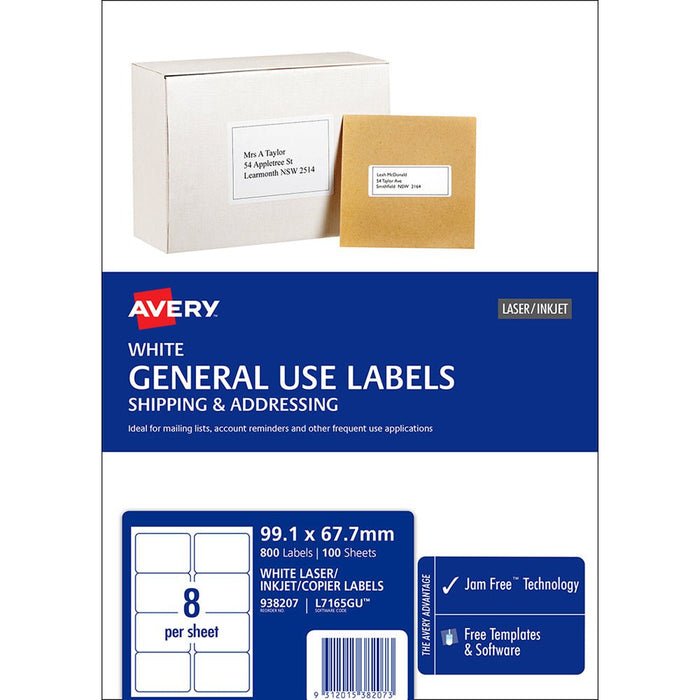 Avery L7165 General Use Labels 8's x 100 Sheets CX238333