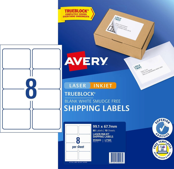 Avery L7165 Labels 8's x 10 Sheets CX272573