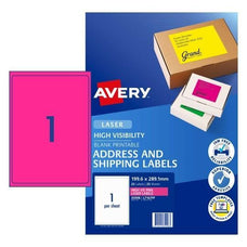 Avery L7167FY Fluoro Pink Labels 1's x 25 Sheets CX231481