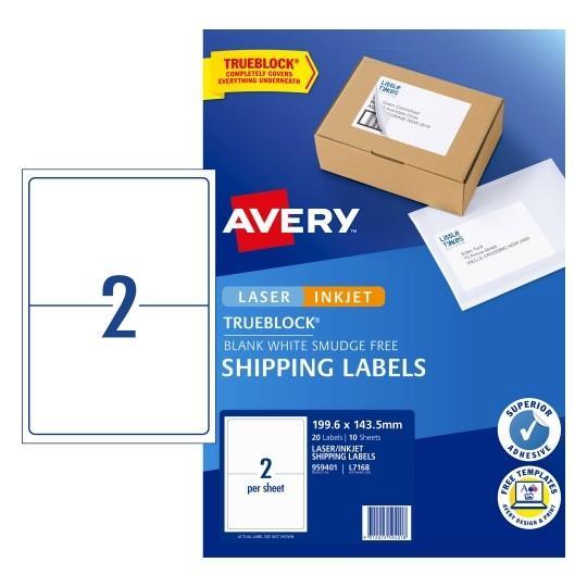Avery L7168 Labels 2's x 10 Sheets CX272571
