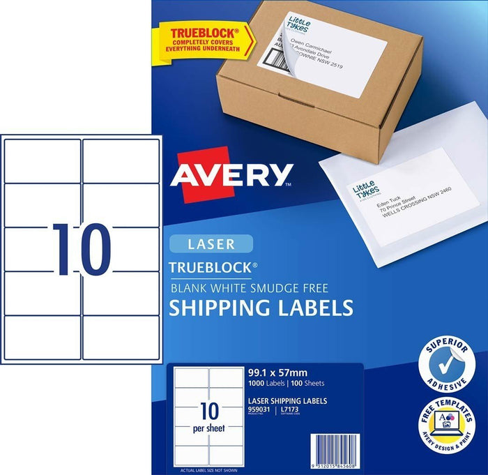Avery L7173 Labels 10's x 100 Sheets CX238035
