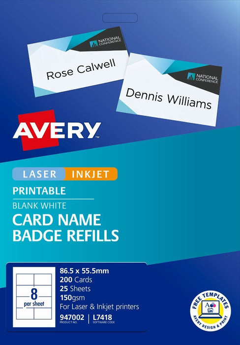 Avery L7418 Name Badge Card CX238661